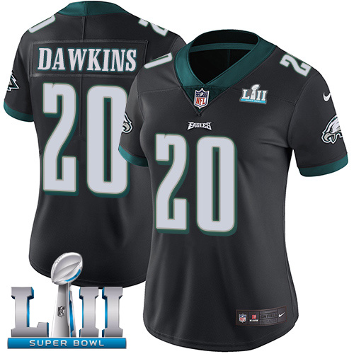 Nike Eagles #20 Brian Dawkins Black Alternate Super Bowl LII Women's Stitched NFL Vapor Untouchable Limited Jersey